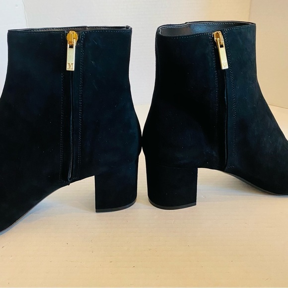 BRUNO MAGLI Vinny Suede Ankle Booties Made in ITALY Block Heel Black Size 12 NEW - Picture 6 of 16
